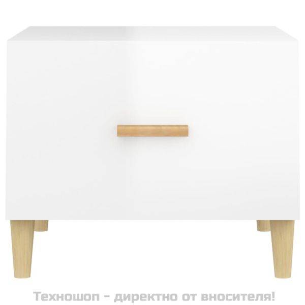 Кафе маса, бял гланц, 50x50x40 см, инженерно дърво