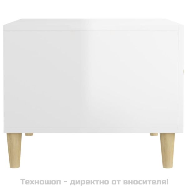 Кафе маса, бял гланц, 50x50x40 см, инженерно дърво