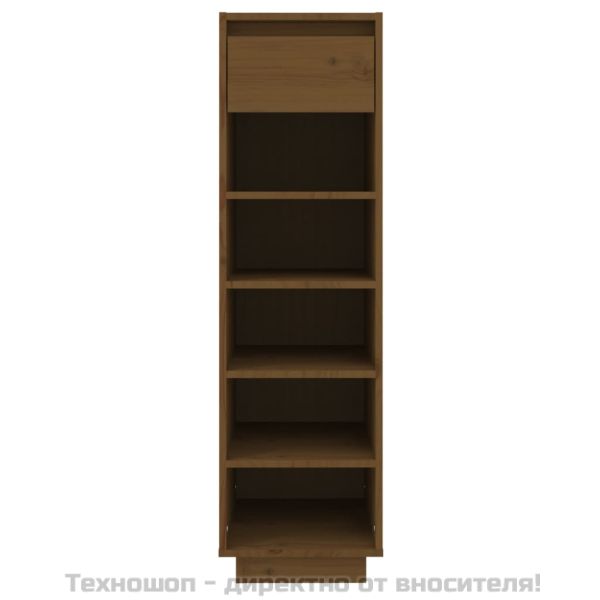 Шкаф за обувки, меденокафяв, 30x34x105 см, бор масив