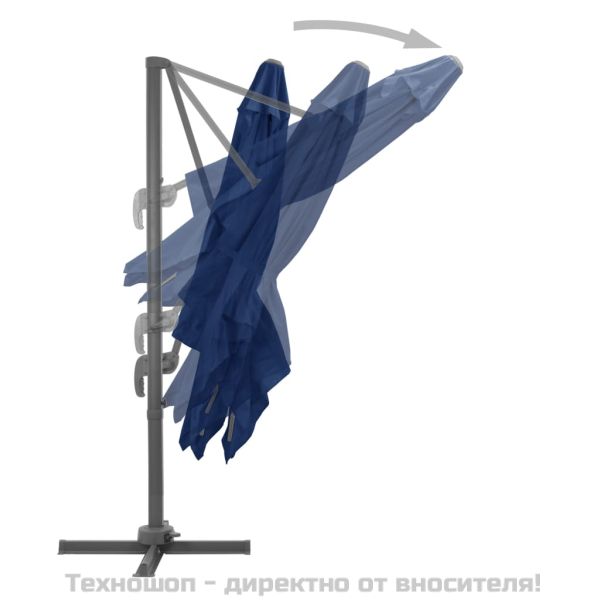 Конзолен градински чадър с алуминиев прът, 3x3 м, лазурносин