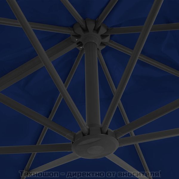 Конзолен градински чадър с алуминиев прът, 3x3 м, лазурносин