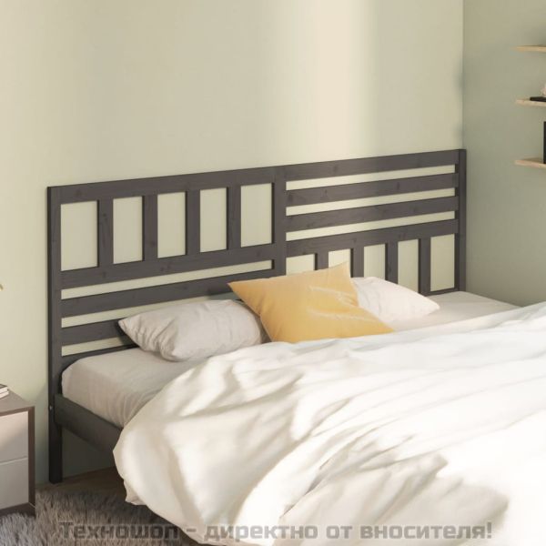 Горна табла за легло, сива, 186x4x100 см, бор масив