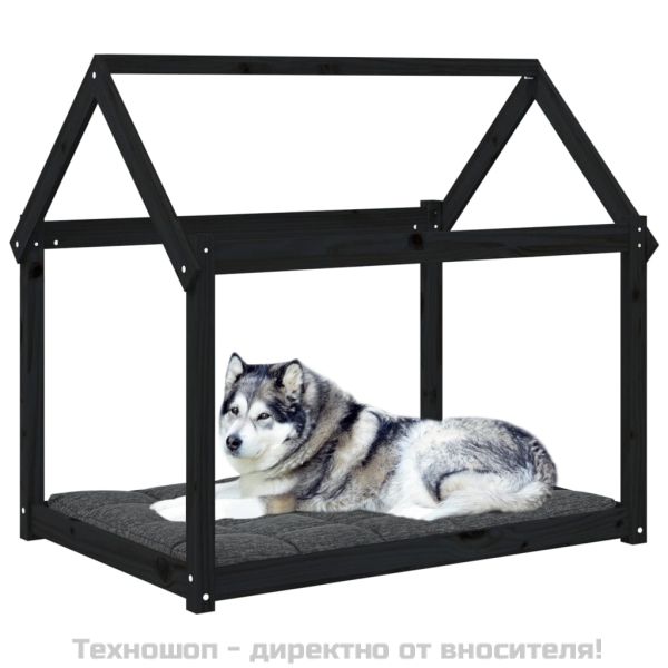 Кучешко легло, черно, 111x80x100 см, борова дървесина масив