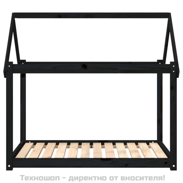 Кучешко легло, черно, 111x80x100 см, борова дървесина масив