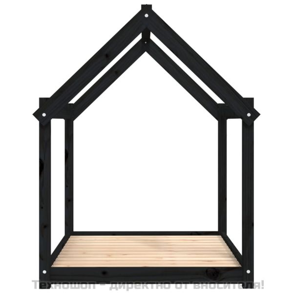 Кучешко легло, черно, 111x80x100 см, борова дървесина масив