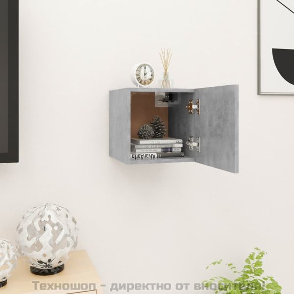 ТВ шкаф за стенен монтаж, бетонно сив, 30,5x30x30 см