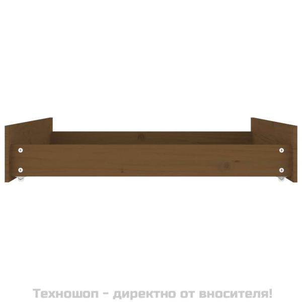 Чекмеджета за легло, 2 бр, меденокафяви, борово дърво масив