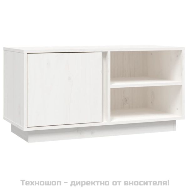 ТВ шкаф, бял, 80x35x40,5 см, бор масив