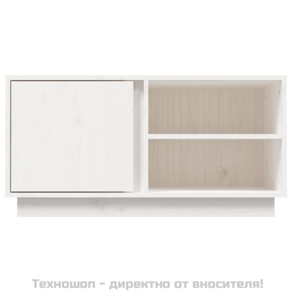 ТВ шкаф, бял, 80x35x40,5 см, бор масив