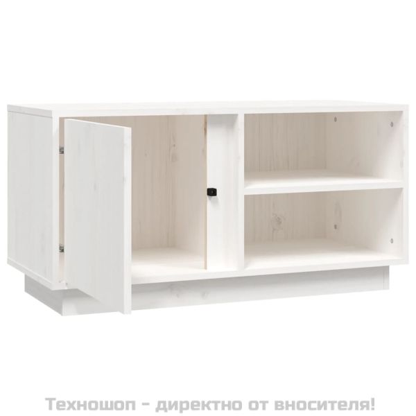 ТВ шкаф, бял, 80x35x40,5 см, бор масив