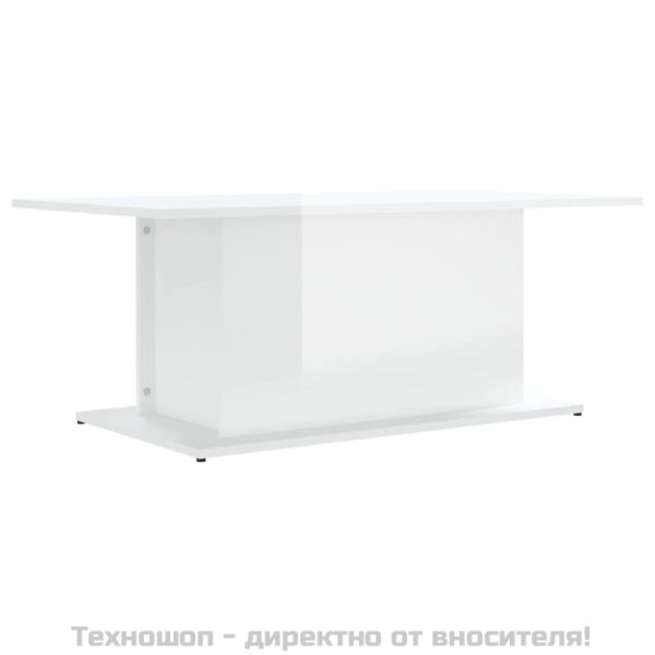 Кафе маса, бял гланц, 102x55,5x40 см, инженерно дърво