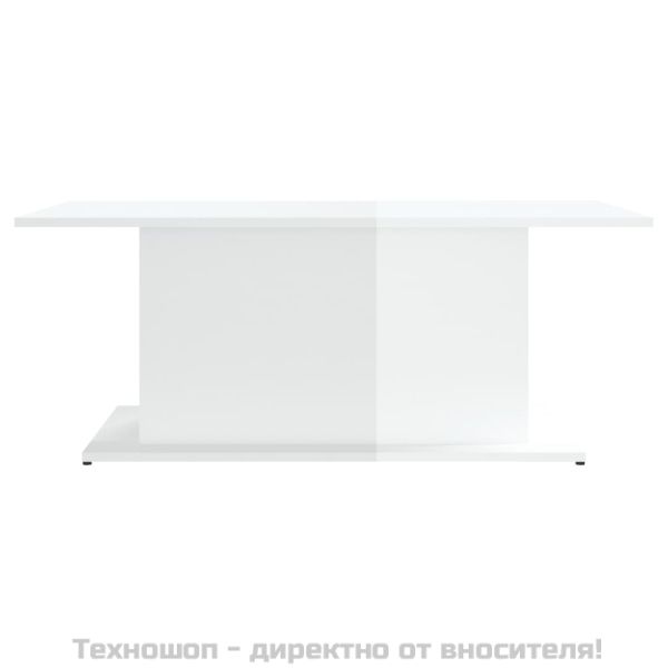 Кафе маса, бял гланц, 102x55,5x40 см, инженерно дърво