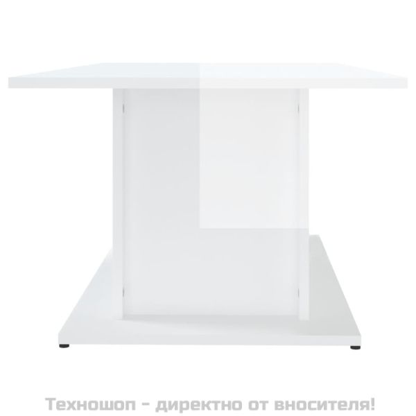 Кафе маса, бял гланц, 102x55,5x40 см, инженерно дърво