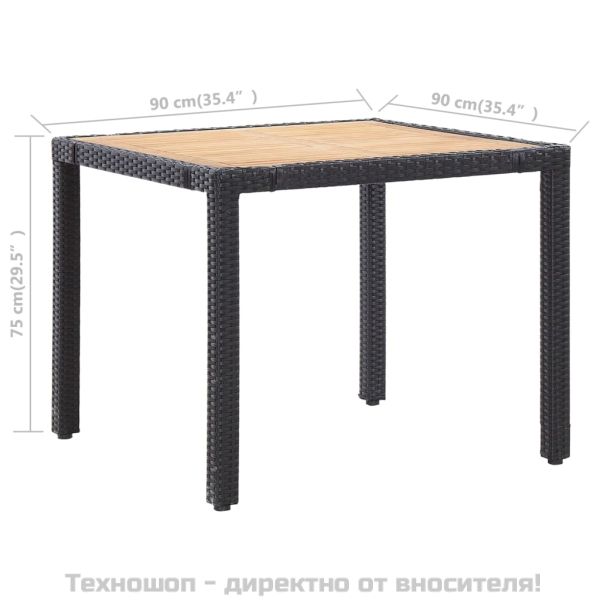 Градински комплект с възглавници, 5 части, полиратан, черен