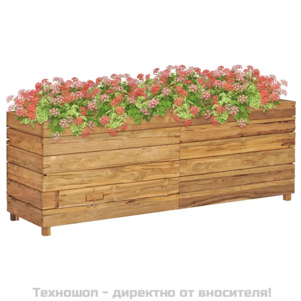 Повдигната леха 150x40x55 см рециклирано тиково дърво и стомана