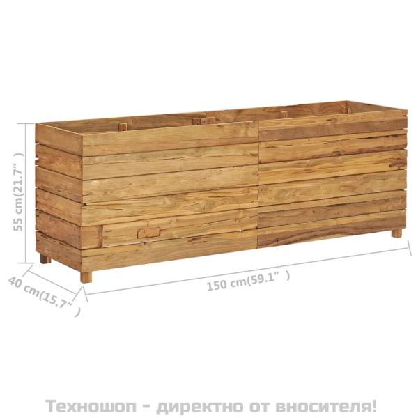Повдигната леха 150x40x55 см рециклирано тиково дърво и стомана