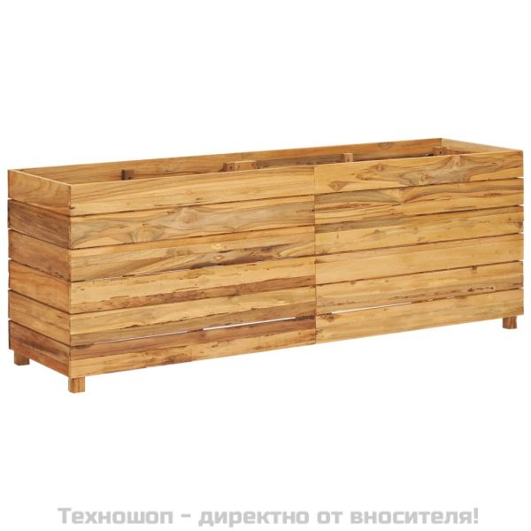 Повдигната леха 150x40x55 см рециклирано тиково дърво и стомана