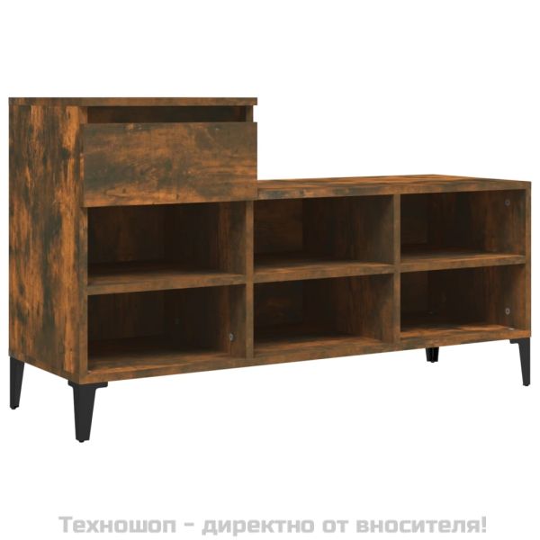 Шкаф за обувки, опушен дъб, 102x36x60 см, инженерно дърво