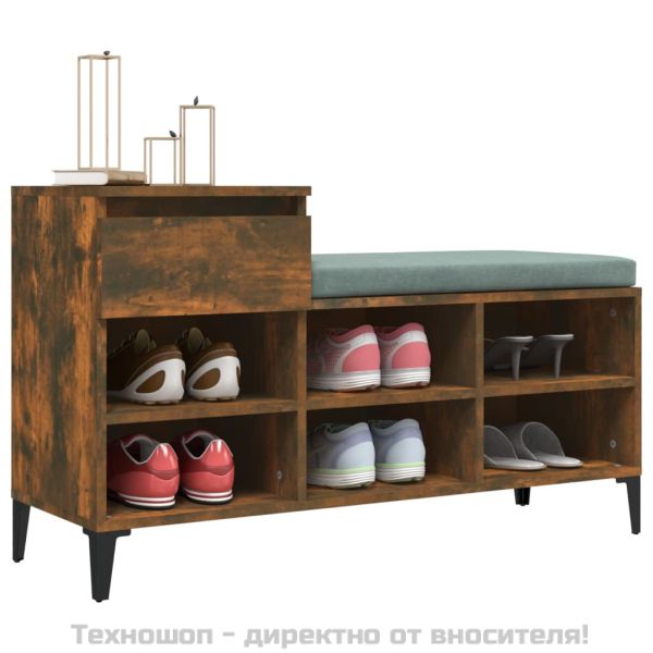 Шкаф за обувки, опушен дъб, 102x36x60 см, инженерно дърво