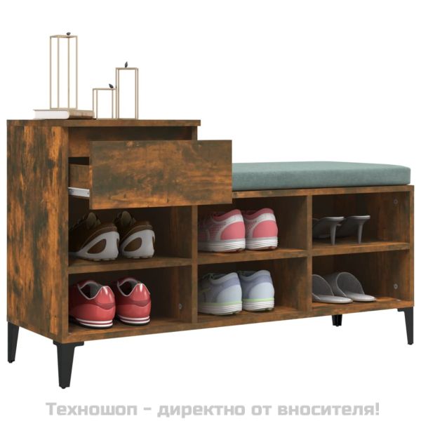 Шкаф за обувки, опушен дъб, 102x36x60 см, инженерно дърво