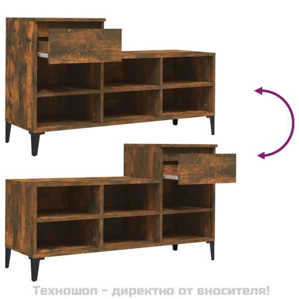 Шкаф за обувки, опушен дъб, 102x36x60 см, инженерно дърво