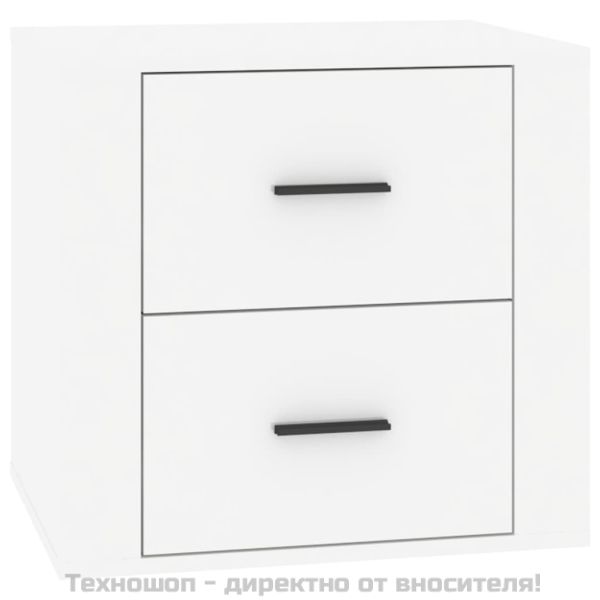 Нощно шкафче, бял гланц, 50x39x47 см