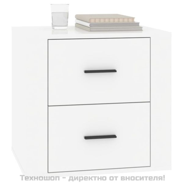 Нощно шкафче, бял гланц, 50x39x47 см