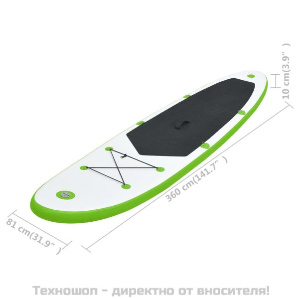 Комплект надуваем стендъп падълборд, зелено и бяло