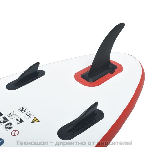 Стендъп падъл борд SUP сърфборд, надуваем, червено и бяло