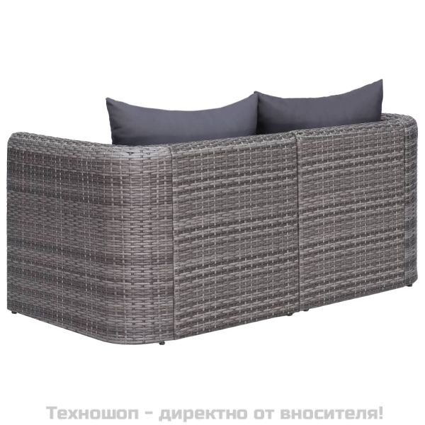 2 бр градински ъглови дивана, сиви, полиратан