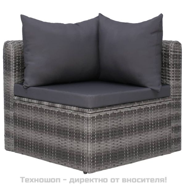 2 бр градински ъглови дивана, сиви, полиратан