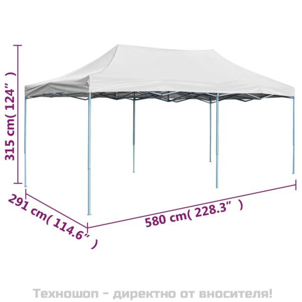 Професионална сгъваема парти шатра, 3x6 м, стомана, бяла