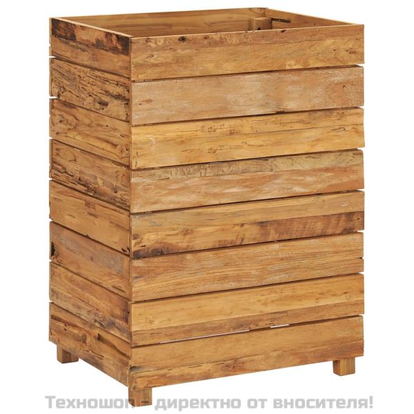 Повдигната леха 50x40x72 см рециклирано тиково дърво и стомана