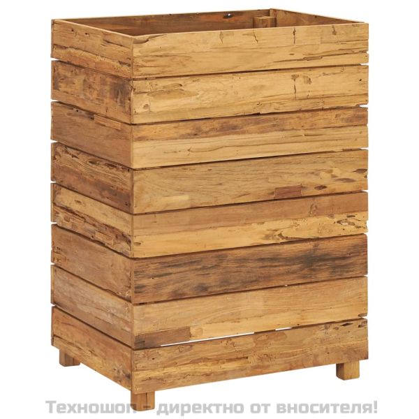 Повдигната леха 50x40x72 см рециклирано тиково дърво и стомана