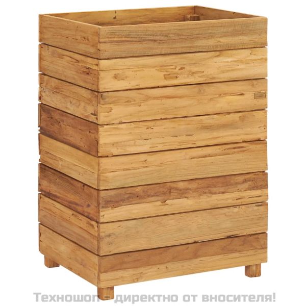 Повдигната леха 50x40x72 см рециклирано тиково дърво и стомана