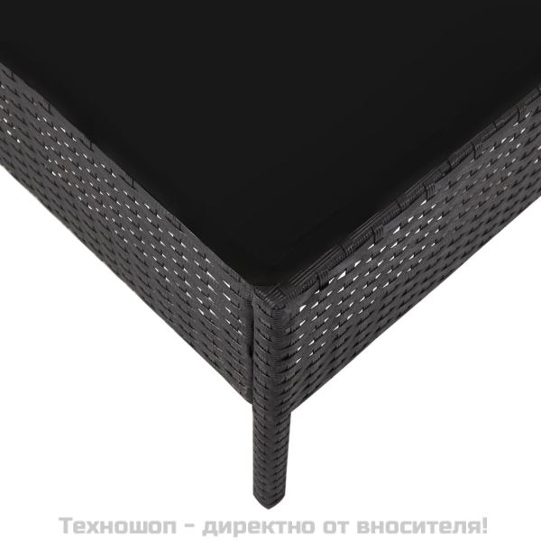 Градински комплект с възглавници, 5 части, полиратан, черен