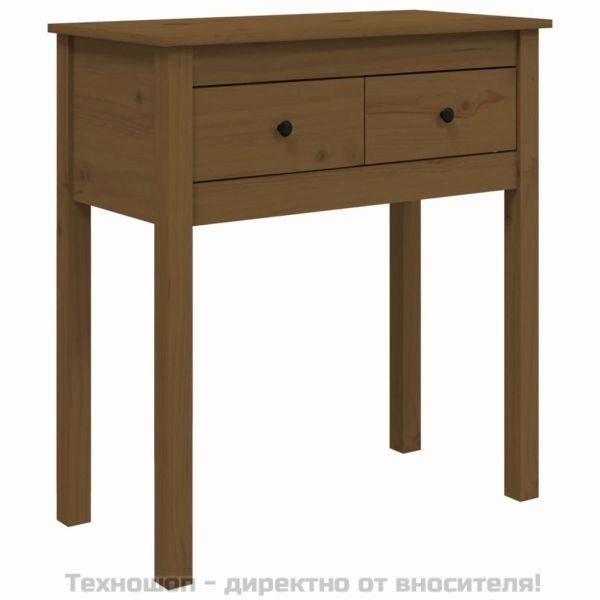 Конзолна маса, меденокафява, 70x35x75 см, борово дърво масив
