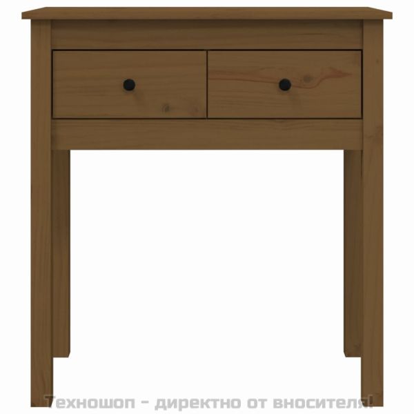 Конзолна маса, меденокафява, 70x35x75 см, борово дърво масив