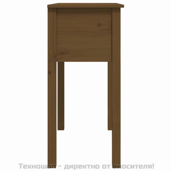 Конзолна маса, меденокафява, 70x35x75 см, борово дърво масив
