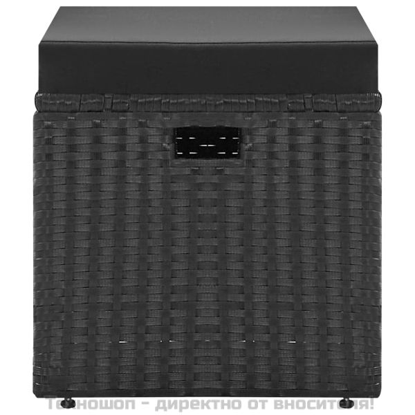 Градински комплект с възглавници, 4 части, полиратан, черен