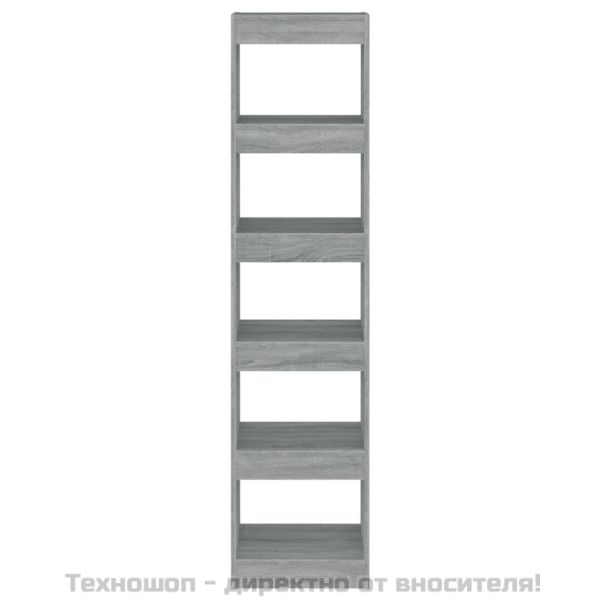 Библиотека/разделител за стая, сив сонома, 40x30x166 см