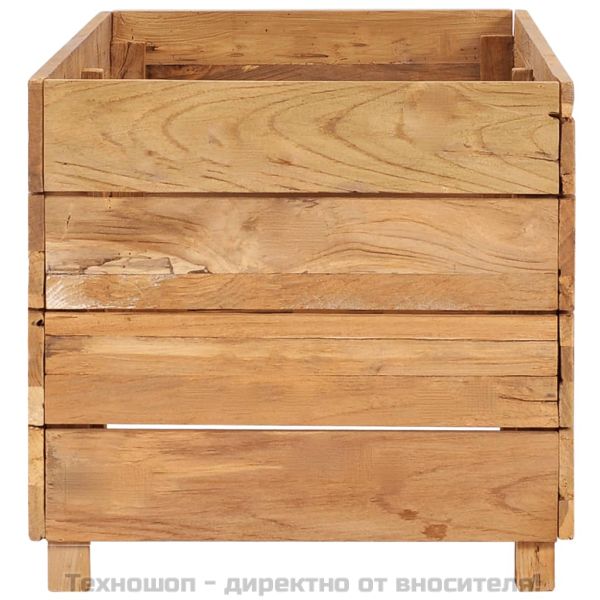 Повдигната леха 100x40x38 см рециклирано тиково дърво и стомана