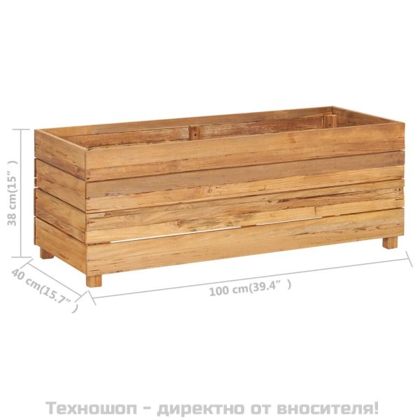 Повдигната леха 100x40x38 см рециклирано тиково дърво и стомана