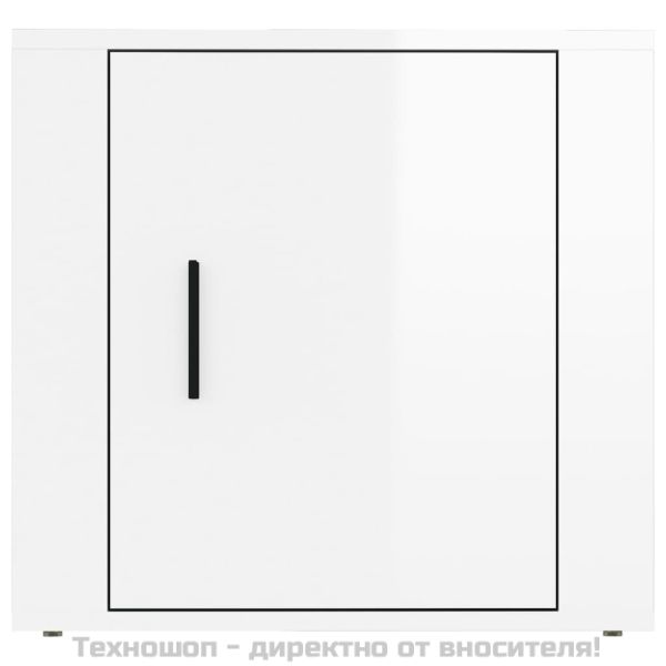 Нощно шкафче, бял гланц, 50x39x47 см