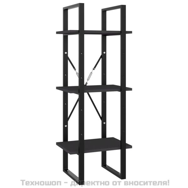 3-етажна библиотека, сив, 40x30x105 см, инженерно дърво