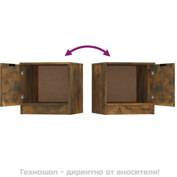 Нощни шкафчета, 2 бр, опушен дъб, 40x39x40 см