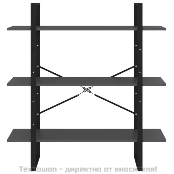 Библиотека, сив, 100x30x105 см, инженерно дърво
