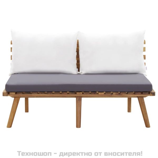 Градински комплект с възглавници, 4 части, акациево дърво масив