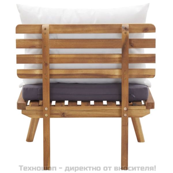 Градински комплект с възглавници, 4 части, акациево дърво масив