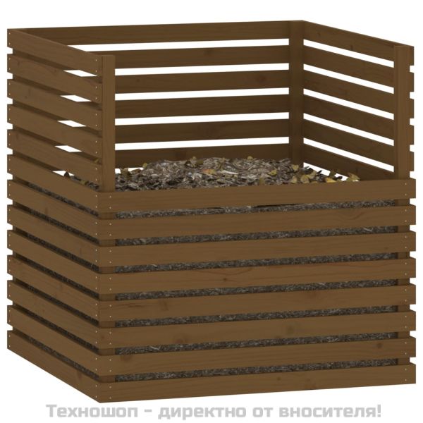 Компостер, меденокафяв, 100x100x102 см, борово дърво масив